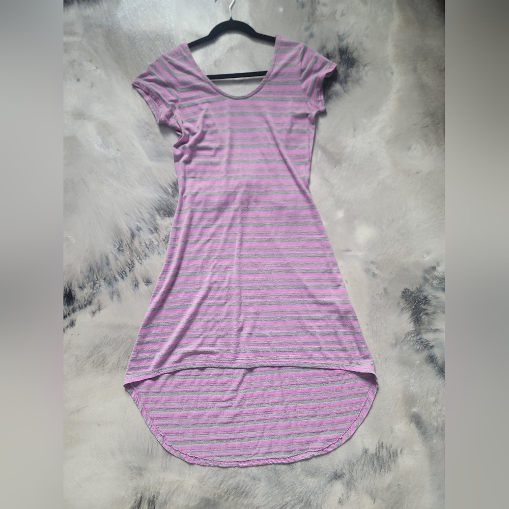 Derek Heart Purple Striped High Low Dress